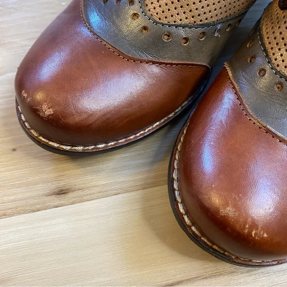 L’ARTISTE Bardot Brown Leather Shoes Oxford Heel Size 7.5 - Picture 5 of 9